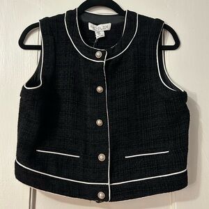 NWT - WOMENS 8, Rachel Zoe black faux tweed vest top